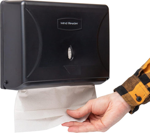 Mind Reader Paper Towel Dispenser, Tri-Fold Towel Holder, Restroom, Wall Mount, Bathroom,