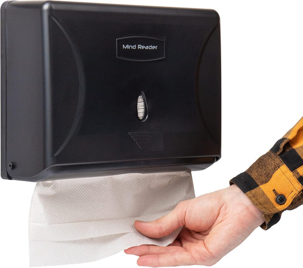 Mind Reader Paper Towel Dispenser, Tri-Fold Towel Holder, Restroom, Wall Mount, Bathroom,