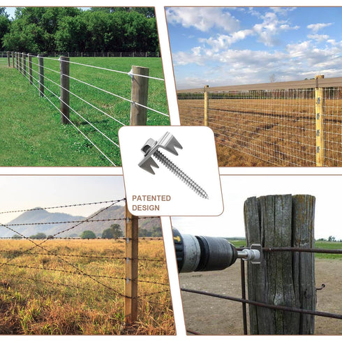 Hedday 200 Pack Fence Staples with Screws, Stainless Steel Fence Fasteners, Heavy Duty Wire Clips with Driver Bit