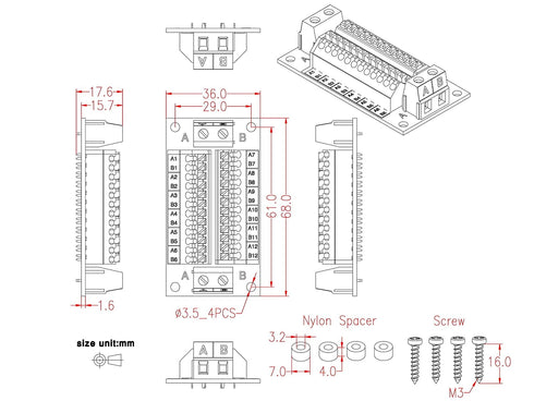 16Amp AC/DC 2x12 Position Terminal Block Distribution Module