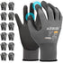 W1 Work Gloves for Men and Women, 12 Pairs Bulk Pack Mechanic Gloves with PU Coating