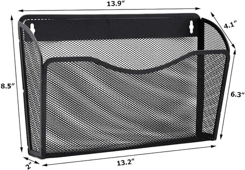 EASEPRES Mesh 3 Pockets Hanging File Organizer Vertical Wall File Holder Rack
