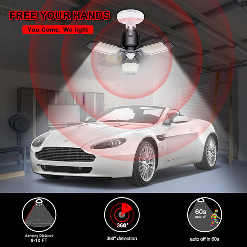 80W Bulb,Screw Barn,Basement(4Pack) Motion Sensor Garage Light, Garage Lights Ceiling Led Motion Activated,Dusk to Dawn