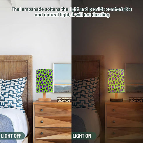 Pfrewn Prewn Table Lamp with USB Port Purple Neon Green Leopard Bedside Lamps for Nightstand Small Desk Reading Lamp