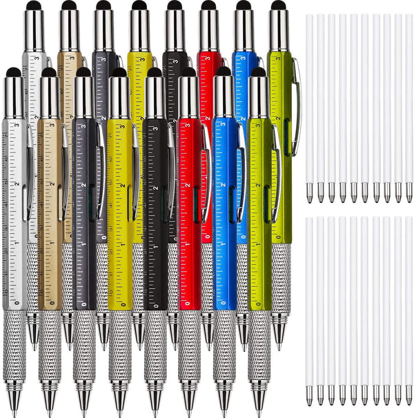 Zhanmai 16 Pieces 6 in 1 Multitool Pen Set with Refills, Gifts for Men, Fathers Day, Birthday, Graduation (Multi-color)