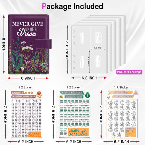 BVYA 100 Envelopes Challenge Binder, Elegant Pattern Printed A5 Money Saving Budget Binder with Cash Envelopes - Savings Challenges Book to Save $5,050 by bvya