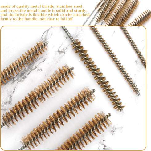 7pcs Tube Brush Kit, Brass Wire Tube Brushes, Stainless Steel Bottle Brush, Long Handle 11'' for Cleaning