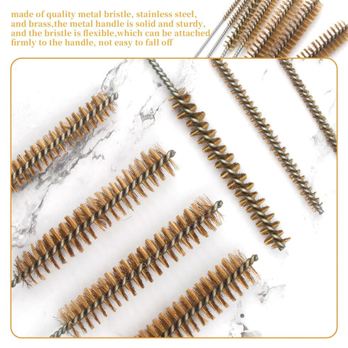 Tube Brush Kit with Stainless Steel Brass Wire Bottle Brushes, 11'' Long-Handle for 6mm to 22mm Cleaning
