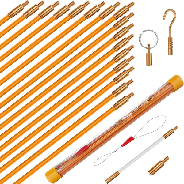 KOOTANS 22FT Fiberglass Wire Running Kit, Electrical Wire Puller, Fish Tape Set with Accessories