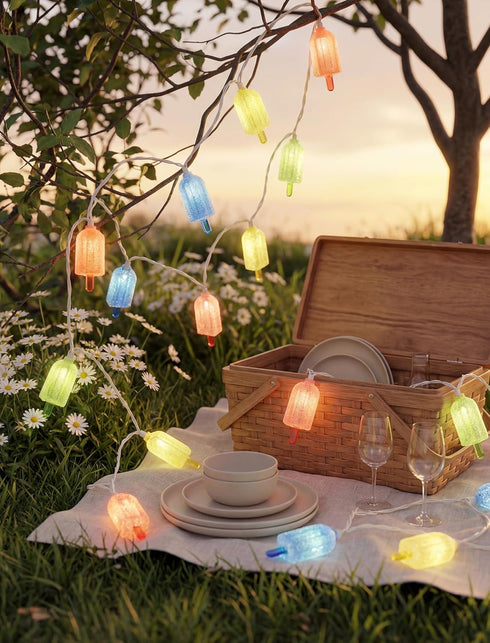 10 10 Bulbs, Summer LED Popsicle String Lights, Multicolor Ice Cream with Mini LED Indoor Outdoor Plug in Fairy Lights