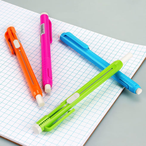 Retractable Mechanical Eraser Pen - Assorted Color Pen-Style Erasers, 5 Pack