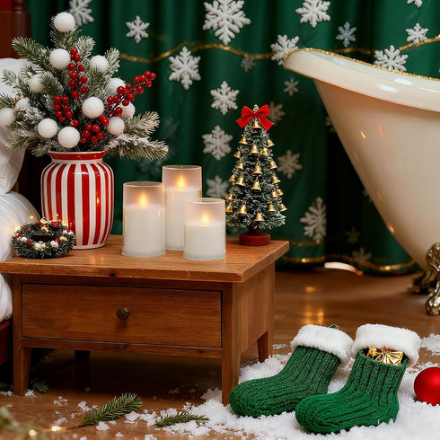 Set 3, Homemory Flameless Candles of White Acrylic LED Candles Upgraded Realistic Battery Operated Flames with Remote
