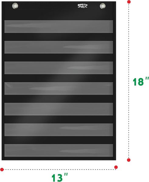 Magnetic Pocket Chart with 10 Dry Erase Cards for Class Demonstrations, Daily Schedule, Activities (Black)