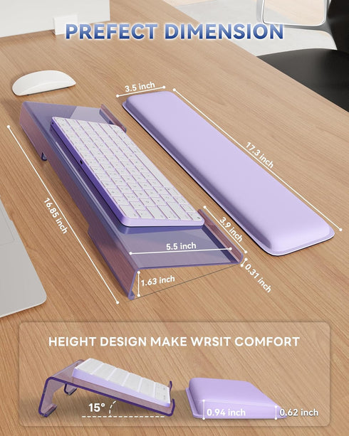 Laborio Computer Keyboard Stand for Desktop, Keyboard Wrist Rest Holder Stand for Easy Typing with Wrist Pad for Office