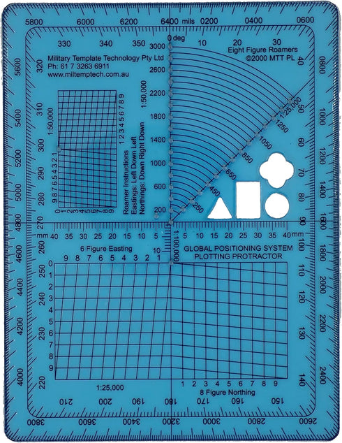 MTT PL GPS Map Plotting Protractor Military Map Marking | Coordinate Scale | Degrees