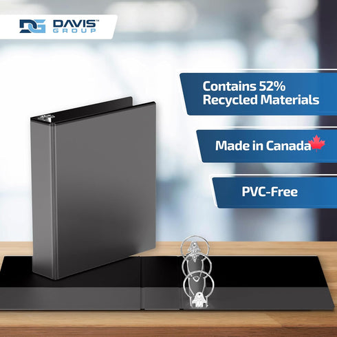 Davis Group Premium Easyview Junior Binder, 1-Inch Mini Binder, Clear-View 3-Ring for School, Office, Black, Made in