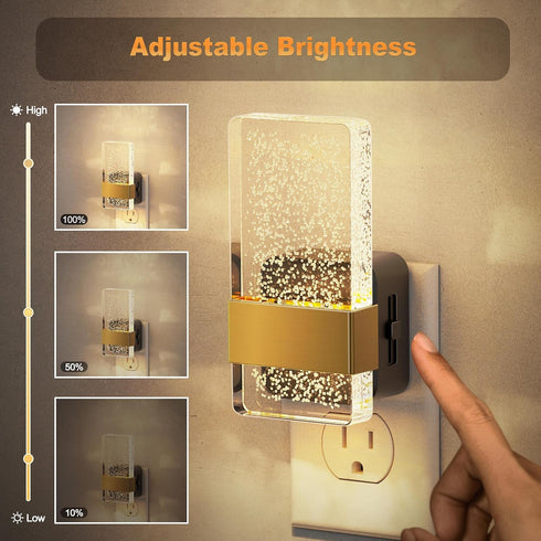3000K 0-100lm 2-Pack JandCase Night Lights Plug into Wall, Dusk to Dawn Sensor, Soft White LED, Acrylic Bubble Design