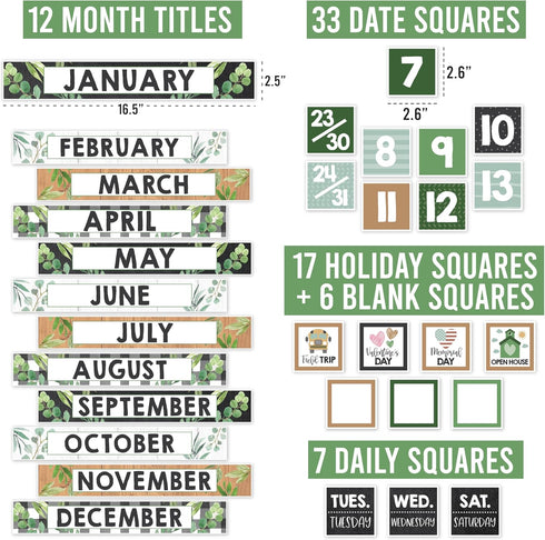 Hadley Designs Farmhouse Classroom Calendar Set, Bulletin Board Sets for Teachers, School Calendar Decor