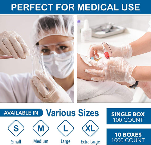 TURBA 100 Clear Latex-Free Disposable Gloves Ct. Single-Use Powder-Free Vinyl Gloves Non-Latex Gloves for Cleaning