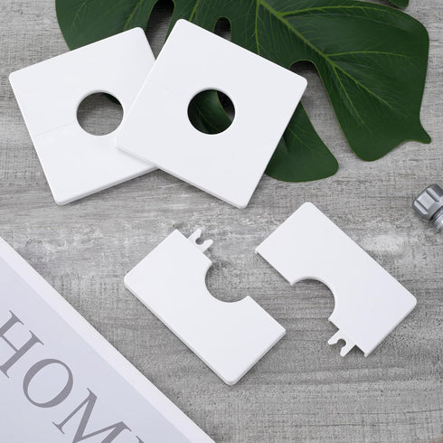 3pcs Split Flange Toilet Pipe Flange Cover, 28mm/1.1inch, Self Adhesive Wall Plates, White ABS