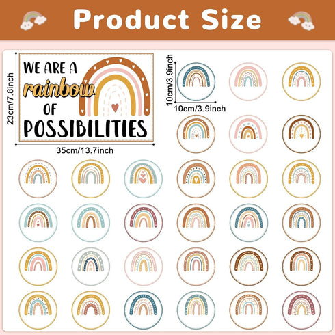 Boho Rainbow Bulletin Board Classroom Decoration Motivational Cutouts Positive Inspirational We are A Rainbow of Possibilities Boho Rainbow Bulletin Board Set for Classroom School Home Wall Decor