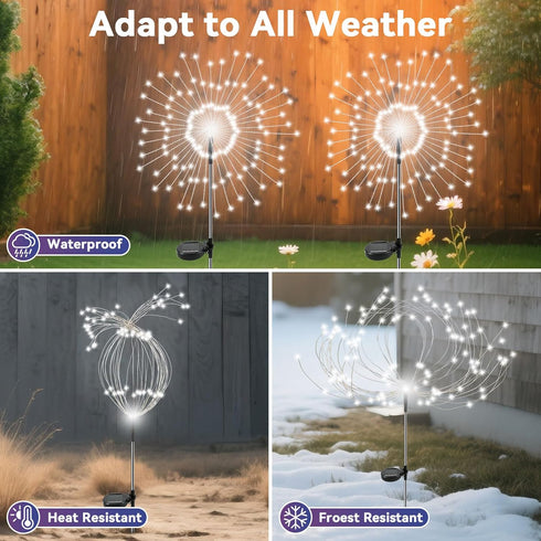 2 Pack 120 Garden Outdoor Lights, LED Solar Garden Lights Fairy Lights Outdoor Waterproof Decorative Solar Firework