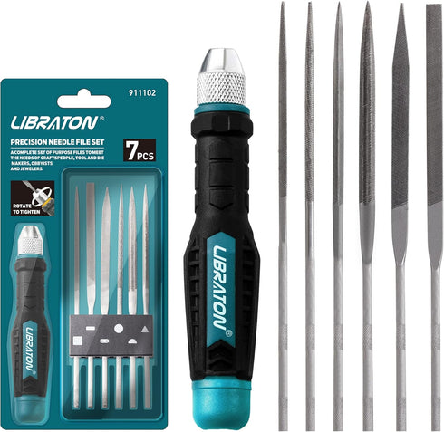 Libraton Needle File Set, 6PCs Interchangeable Small Files for Precision Metal Work and Woodworking