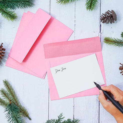 Invitation Envelopes, 100-Pack A7 5x7 Envelopes in Pink, 5 1/4 x 7 1/4 Inches