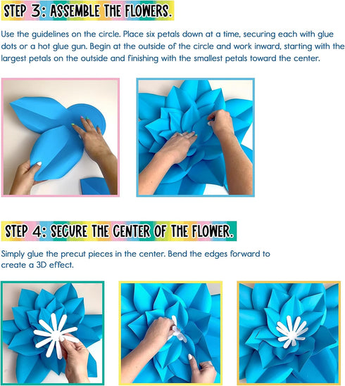 Carson Dellosa 3D Flower Bulletin Board Decorations, Blue, Purple, Green Paper Flowers for Wall Parties Classroom