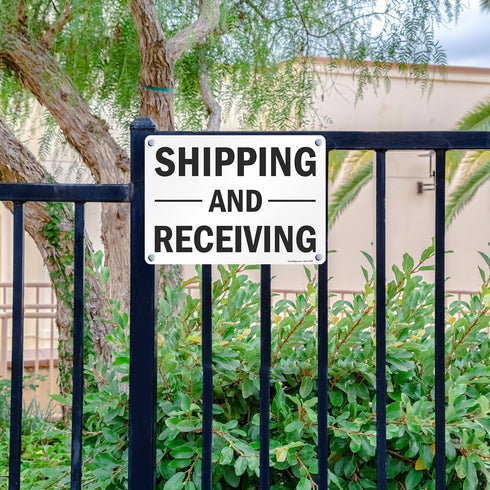 SmartSign-S-5803-AL-14 "Shipping And Receiving" Sign | 10" x 14" Aluminum Black on White