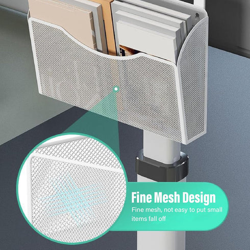 Yosoo Health Gear Hanging Desk Side Organizer, Adjustable Carbon Steel and PP Mesh, Clamp On Storage for Office Home