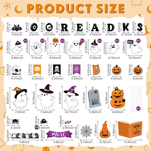 Pasimy Halloween Bulletin Board Decorations Set, Spider Bat Ghost Pumpkin Cutouts for Halloween Party Supplies