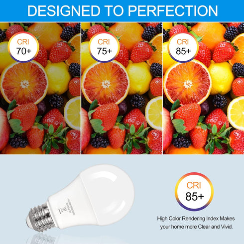 PARTPHONER A19 LED Light Bulbs, 60W Equivalent Efficient 9W, 900 Lumens, 3 Color Light Modes, Pack of 2