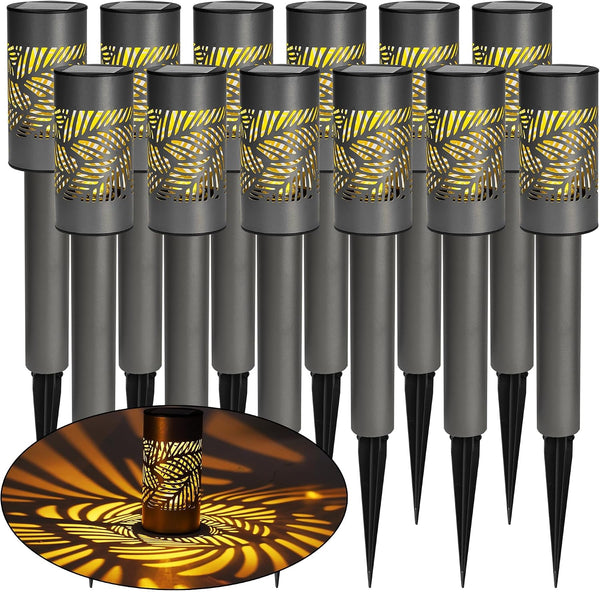 Dazzle Bright Solar Pathway Lights Outdoor, 12 Pack LED Warm White Waterproof