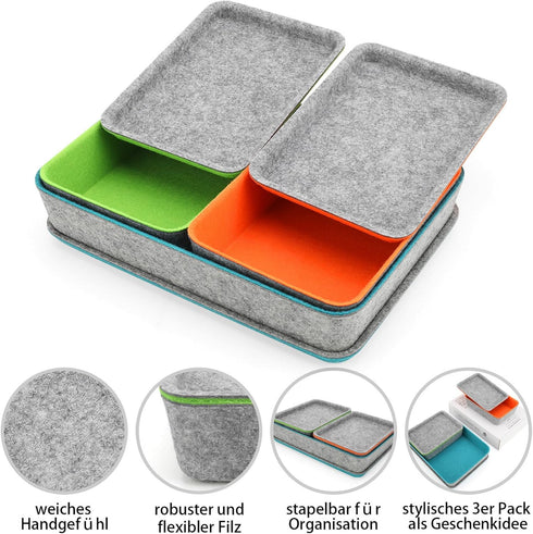 Welaxy Lidded Drawer Organizer Bins for Home Office Desktop Storage Box with Lid for Junk Makeup Stationery Organizing