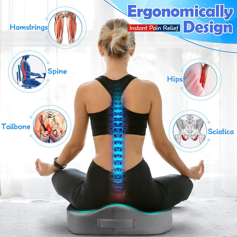 Tailbone ROYI Memory Foam Seat/Chair Cushion for Relieves Back, Sciatica Pain, Pain, Coccyx, Degenerating Disc