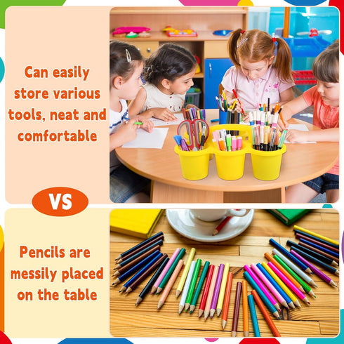 6 Pack 1293.5 Inches 6 Classroom Caddy Organizer with Handle Colorful Plastic Table Caddy Drink Cup Caddies Holder