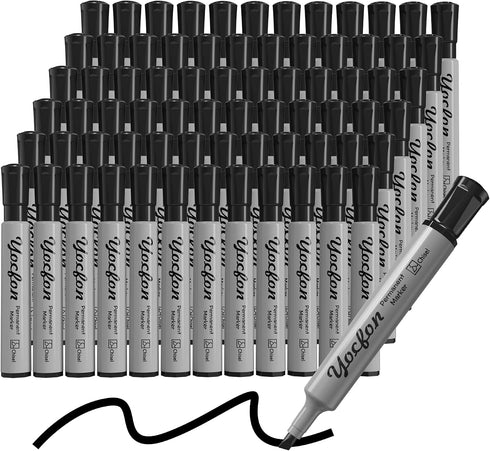 Yocfon Permanent Markers,128 Pack, Crown Whiteboard Markers With Chisel Tip, Waterproof Markers, Works