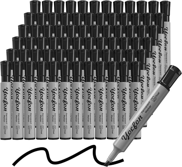 Yocfon Permanent Markers,128 Pack, Crown Whiteboard Markers With Chisel Tip, Waterproof Markers, Works