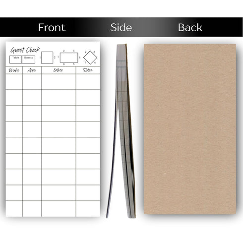 Generic (3) Guest Check Server Note Pad for Restaurants, Premium Waitress Server Pad with Large Boxes, Organized Book