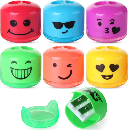 Mr. Pen Smiley 6 Pack - Kids Pencil Sharpener for Colored Pencils, Manual