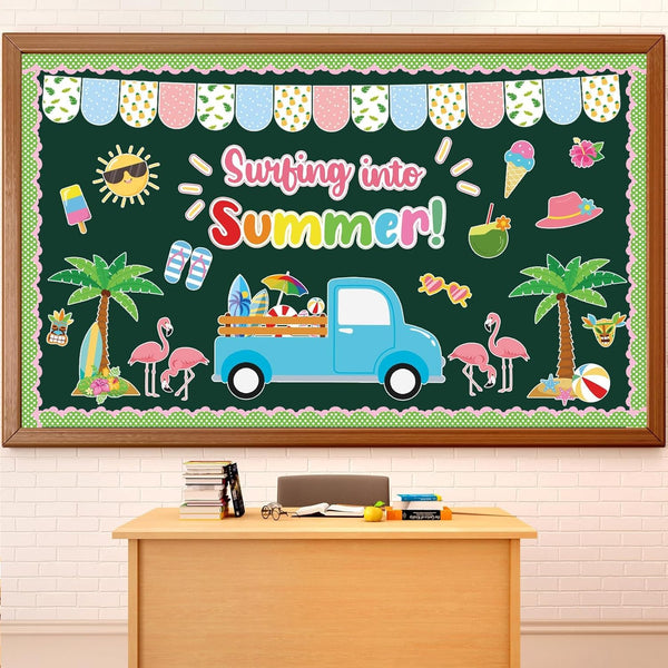 Summer Bulletin Board Decorations - Summer Truck Classroom Bulletin Board Border, Tropical Surfing into Summer Paper