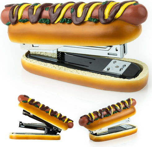 Hot Dog Stapler with 1000 Staples, Cute & Novelty Desk Accessories for Office Gags and Supplies