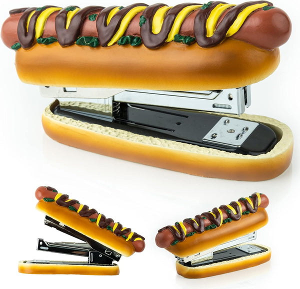 Hot Dog Stapler with 1000 Staples, Cute & Novelty Desk Accessories for Office Gags and Supplies