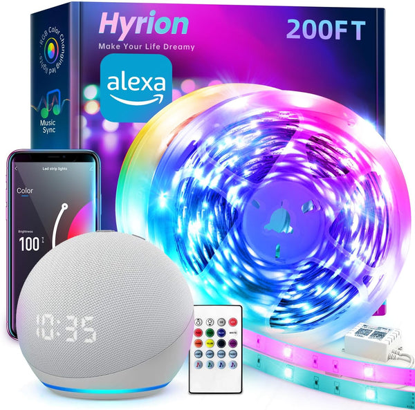 hyrion Smart LED Strip Lights 200ft WiFi, RGB Color Changing Lights Compatible