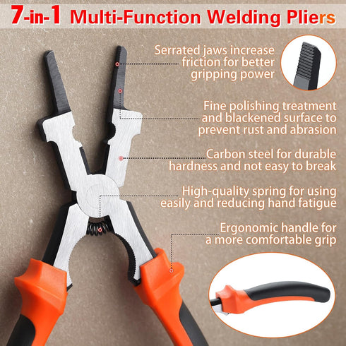SPEEDWOX Multi-Function MIG Welding Pliers, Nozzle Cleaner, Slag Hammer, Wire Cutter, Scraper Files for Welding