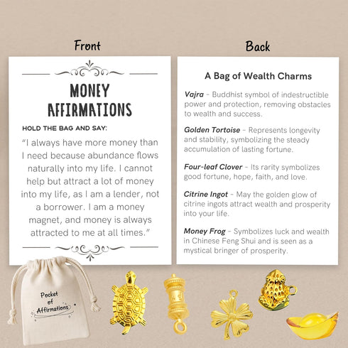SHYVORA Good Luck Money Affirmation Card Gift, FengShui Gift of Wealth, Success, Positivity & Abundance for Friends