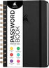 Clever Fox Password Book Spiral - Internet Address & Password Organizer with Laminated Tabs, Medium Size, Black