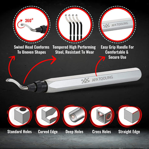 AFA Tooling Deburring Tool with 41 High Speed Steel Blades for Metal, Resin, PVC Pipes, and 3D Printed Edges
