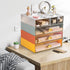 Stackable Desk Organizer with Drawer, 13" Wide Clear Plastic Desktop Organizer for Office, Classroom, Makeup (White, 1
